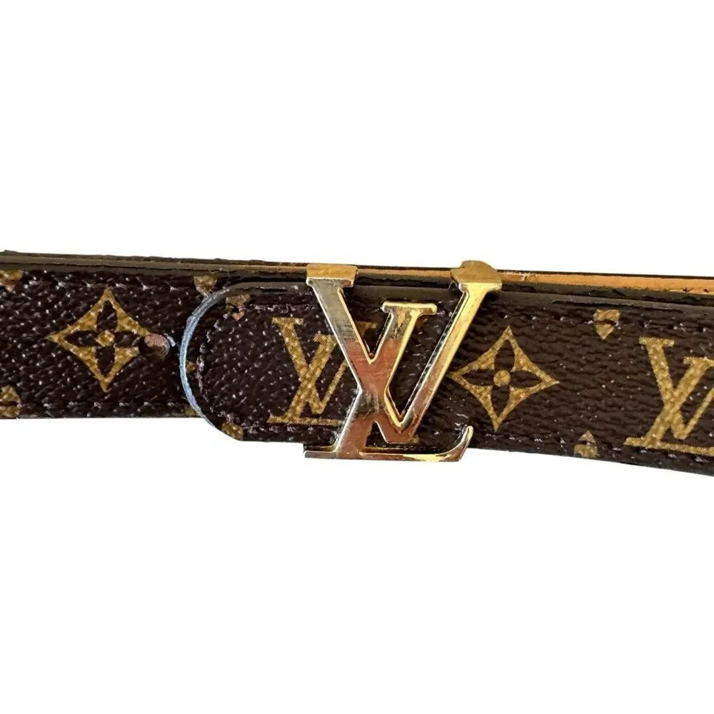 Louis Vuitton Monogram  LV Iconic Gold IV Initials Buckle  Leather Belt One Size